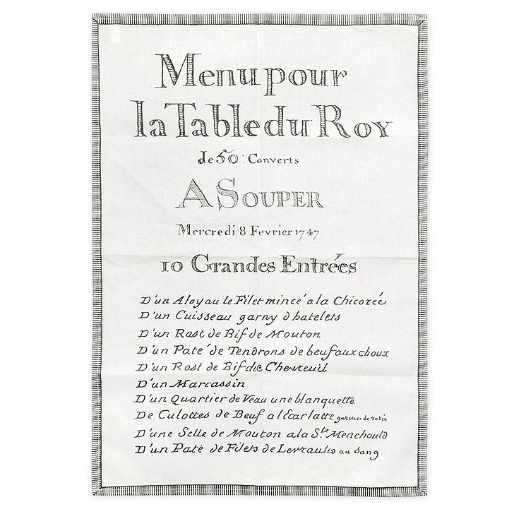 Tea towel - "10 Grandes entrées Menu du Roy" - Versailles